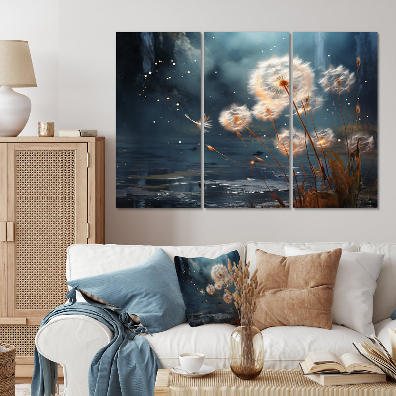 Design Art Dandelion Dreams Flight - Floral Metal Wall Art Living Room ...